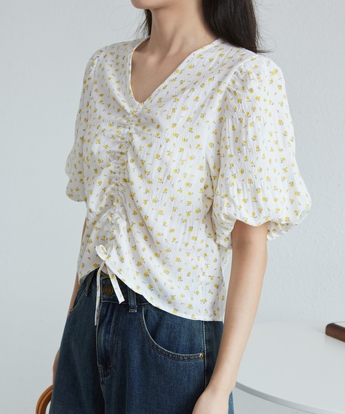 MAISON DE THERESE(メゾン ド テレーズ)の「花柄Vネック半袖ブラウス(シャツ/ブラウス・レディース・イエロー/ブルー・M/L)」の10枚目の写真