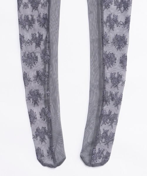 PRANK PROJECT（プランクプロジェクト）の「フラワーモチーフレースニーハイソックス / Flower Motif Lace Knee High Socks（ソックス/靴下・レディース・グレー/ブラック/ホワイト・FREE）」の20枚目の写真