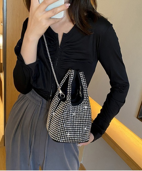 FREE STYLISTS（フリー スタイリスト）の「Y2K ビジューミニバッグ キラキラバッグ バケットバッグ キラキラ ビジュー ハンドバッグ 2WAY（ハンドバッグ・レディース・ブラック/グレー/ブラック系その他・FREE）」の9枚目の写真