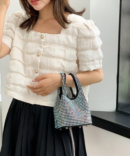 FREE STYLISTS（フリー スタイリスト）の「Y2K ビジューミニバッグ キラキラバッグ バケットバッグ キラキラ ビジュー ハンドバッグ 2WAY（ハンドバッグ・レディース・ブラック/グレー/ブラック系その他・FREE）」の13枚目の写真