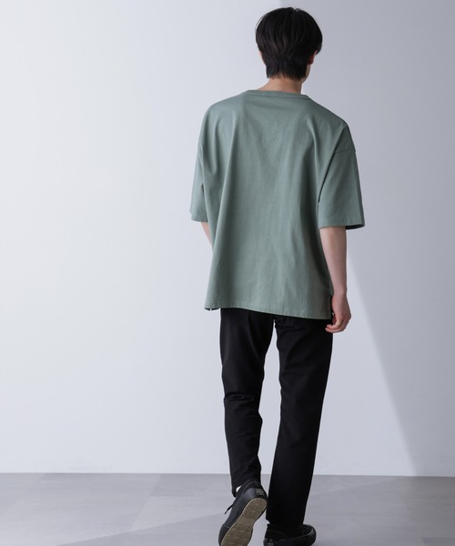 NANO universe(ナノユニバース)の「シャドープリントフットボールTシャツ 半袖(Tシャツ/カットソー・メンズ・ブラック/グリーン・L/M)」の9枚目の写真