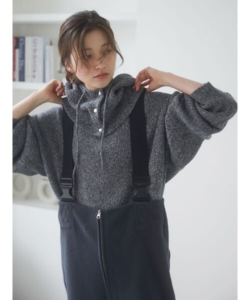 Ungrid（アングリッド）の「フードコンビメランジルーズニット（ニット/セーター・レディース・ライトグレー/チャコールグレー/ブラウン・FREE）」の5枚目の写真