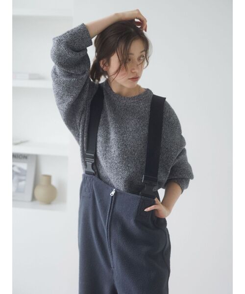 Ungrid（アングリッド）の「フードコンビメランジルーズニット（ニット/セーター・レディース・ライトグレー/チャコールグレー/ブラウン・FREE）」の6枚目の写真