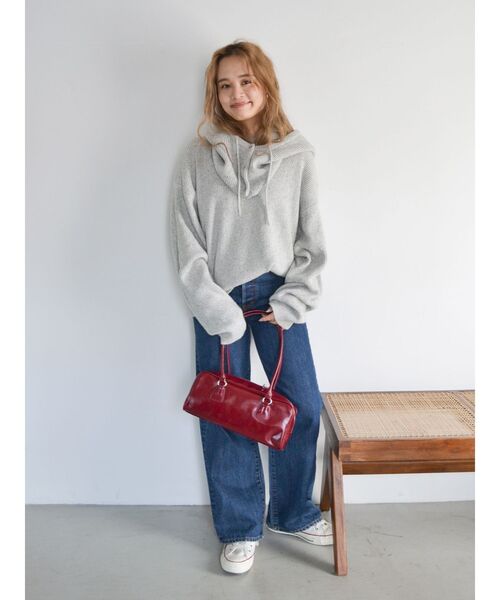 Ungrid(アングリッド)の「フードコンビメランジルーズニット(ニット/セーター・レディース・ライトグレー/チャコールグレー/ブラウン・FREE)」の17枚目の写真