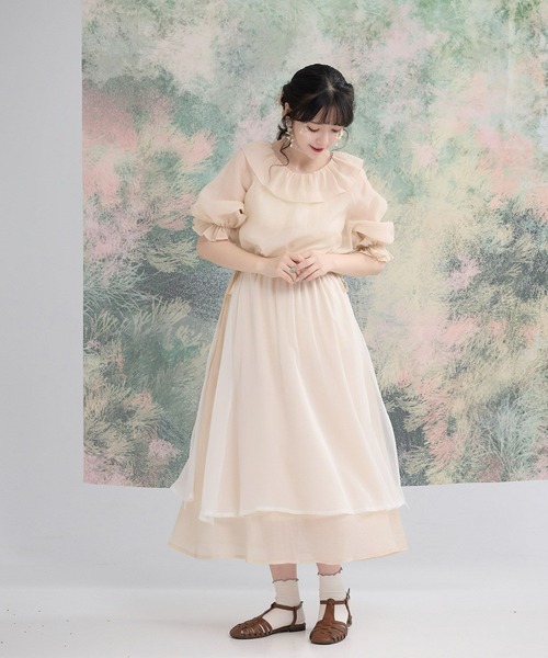 miolite(ミオライト)の「レイヤード 配色 シアー スカート miolite(スカート・レディース・ベージュ/グレー・M)」の13枚目の写真
