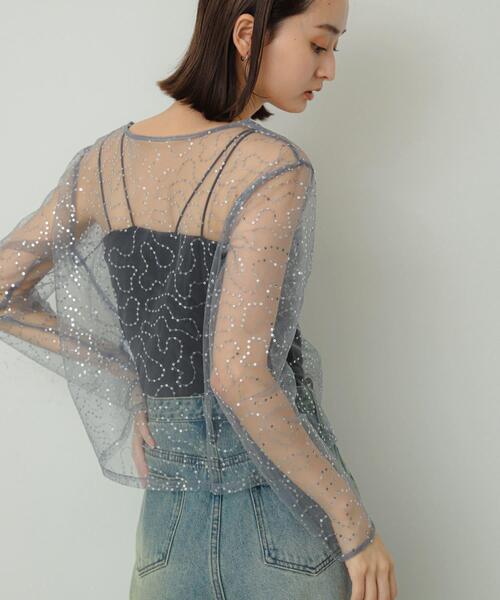 SENSE OF PLACE by URBAN RESEARCH(センスオブプレイスバイアーバンリサーチ)の「スパンコールチュールトップ(Tシャツ/カットソー・レディース・ブラック/シルバー/ゴールド・ONE)」の11枚目の写真