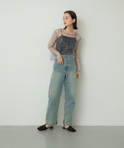 SENSE OF PLACE by URBAN RESEARCH(センスオブプレイスバイアーバンリサーチ)の「スパンコールチュールトップ(Tシャツ/カットソー・レディース・ブラック/シルバー/ゴールド・ONE)」の12枚目の写真
