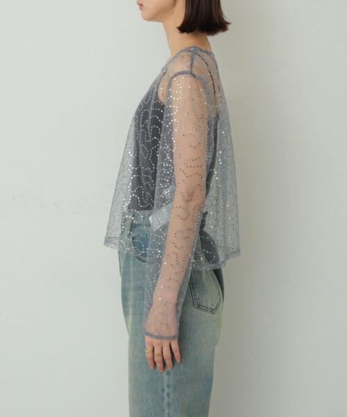 SENSE OF PLACE by URBAN RESEARCH(センスオブプレイスバイアーバンリサーチ)の「スパンコールチュールトップ(Tシャツ/カットソー・レディース・ブラック/シルバー/ゴールド・ONE)」の14枚目の写真