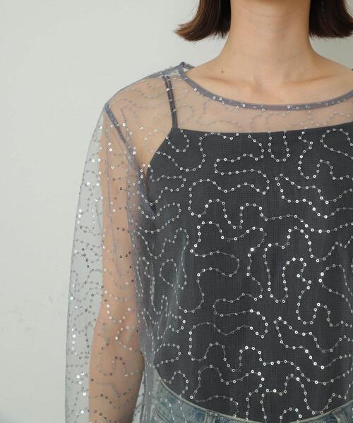 SENSE OF PLACE by URBAN RESEARCH(センスオブプレイスバイアーバンリサーチ)の「スパンコールチュールトップ(Tシャツ/カットソー・レディース・ブラック/シルバー/ゴールド・ONE)」の16枚目の写真