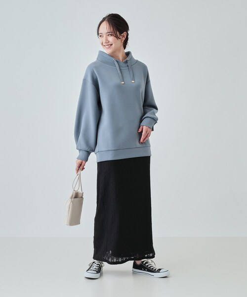 DRESKIP(ドレスキップ)の「◆【高レビュー】なめらかタッチ もちさら抜け襟トップス(スウェット・レディース・ブラック/ライトブルー/ライトグレー/ピンク系/ベージュ・02/03/04)」の20枚目の写真