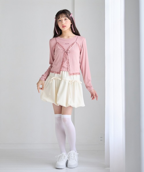 Amourire girl(アムリールガール)の「リボンバルーンスカート/バレエコア(130㎝~160㎝)(スカート・キッズ・オフホワイト/ブラック/グレー・140cm/150cm/160cm)」の7枚目の写真