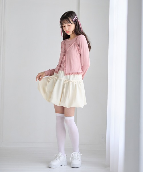 Amourire girl(アムリールガール)の「リボンバルーンスカート/バレエコア(130㎝~160㎝)(スカート・キッズ・オフホワイト/ブラック/グレー・140cm/150cm/160cm)」の6枚目の写真