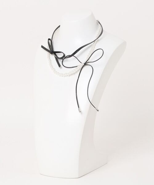 セール】【float】ダブルリボン メタリック パール 重ね付け風