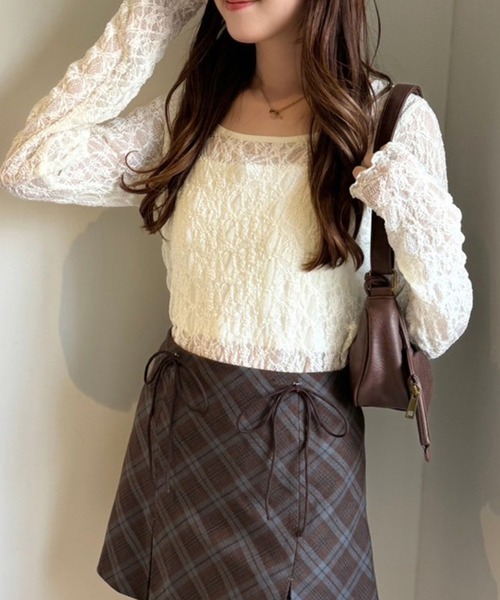 one after another NICE CLAUP（ワンアフターアナザーナイスクラップ）の「シアーアソートトップス（Tシャツ/カットソー・レディース・ブラウン系その他/アイボリー系/ホワイト/ブラック系・FREE）」の2枚目の写真