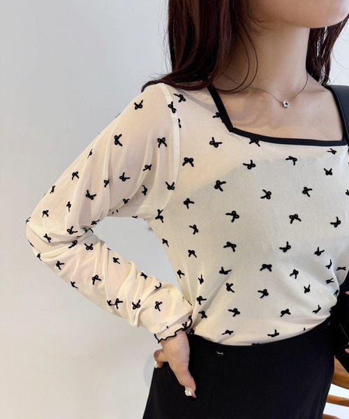 one after another NICE CLAUP（ワンアフターアナザーナイスクラップ）の「シアーアソートトップス（Tシャツ/カットソー・レディース・ブラウン系その他/アイボリー系/ホワイト/ブラック系・FREE）」の18枚目の写真