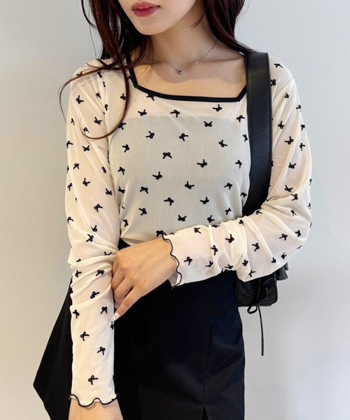 one after another NICE CLAUP（ワンアフターアナザーナイスクラップ）の「シアーアソートトップス（Tシャツ/カットソー・レディース・ブラウン系その他/アイボリー系/ホワイト/ブラック系・FREE）」の10枚目の写真