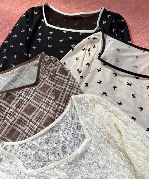 one after another NICE CLAUP（ワンアフターアナザーナイスクラップ）の「シアーアソートトップス（Tシャツ/カットソー・レディース・ブラウン系その他/アイボリー系/ホワイト/ブラック系・FREE）」の22枚目の写真