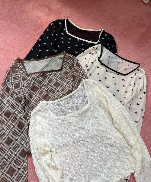 one after another NICE CLAUP（ワンアフターアナザーナイスクラップ）の「シアーアソートトップス（Tシャツ/カットソー・レディース・ブラウン系その他/アイボリー系/ホワイト/ブラック系・FREE）」の21枚目の写真