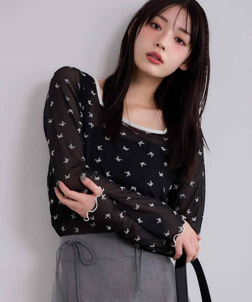 one after another NICE CLAUP（ワンアフターアナザーナイスクラップ）の「シアーアソートトップス（Tシャツ/カットソー・レディース・ブラウン系その他/アイボリー系/ホワイト/ブラック系・FREE）」の12枚目の写真