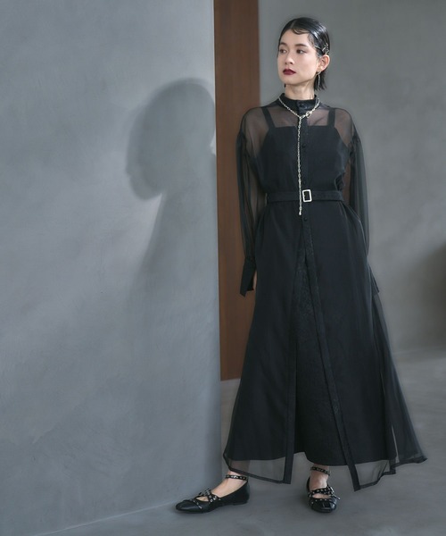 HARE（ハレ）の「【OCCASION SERIES LADIES】マルチWAYジャガードシアーワンピース＊ジャンスカ（ドレス・レディース・ブラック/ネイビー・FREE）」の5枚目の写真