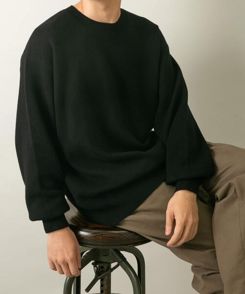 URBAN RESEARCH ROSSO MEN（アーバンリサーチロッソメン）の「『一部WEB限定カラー』綿カシミヤワイドフィットクルーネックニット（ニット/セーター・メンズ・グリーン/アイボリー/ブラック/ブルー/グレー・LARGE/MEDIUM）」の2枚目の写真