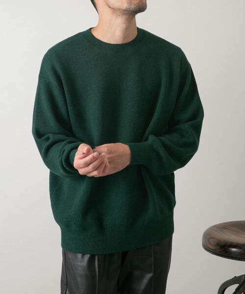 URBAN RESEARCH ROSSO MEN（アーバンリサーチロッソメン）の「『一部WEB限定カラー』綿カシミヤワイドフィットクルーネックニット（ニット/セーター・メンズ・グリーン/アイボリー/ブラック/ブルー/グレー・LARGE/MEDIUM）」の21枚目の写真