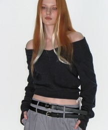 nomnom（ノムノム）の「【CRANK】RIBBON WARMER V-NECK KNITWEAR（ニット/セーター）」
