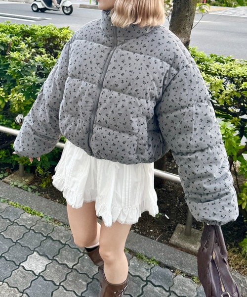 セール】小花柄コーデュロイダウンジャケット（ダウンジャケット