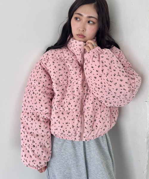 セール】小花柄コーデュロイダウンジャケット（ダウンジャケット