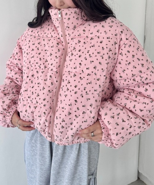 セール】小花柄コーデュロイダウンジャケット（ダウンジャケット