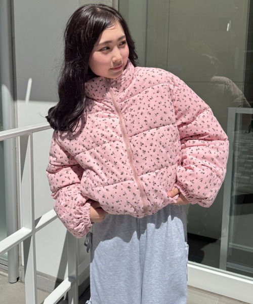 セール】小花柄コーデュロイダウンジャケット（ダウンジャケット