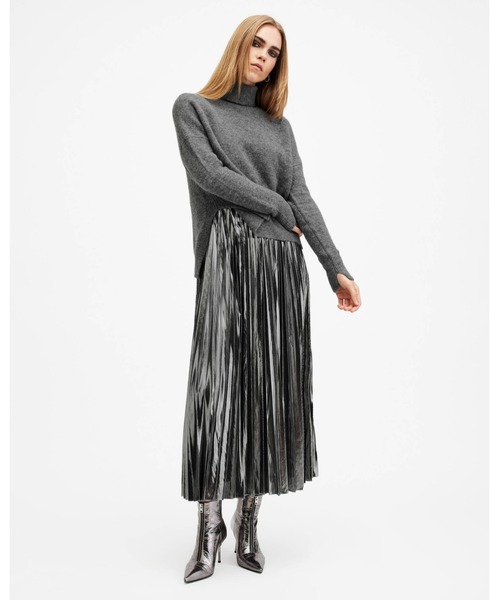 SPARK 2-IN-1 PLEATED MAXI DRESS | SPARK 2-IN-1 プリーツ マキシ ドレス・ワンピース（ワンピース）｜ALLSAINTS（オールセインツ）