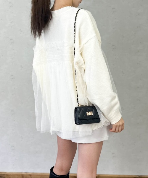 セール】アルパカタッチ5Gチュールドッキングプルオーバー（ニット