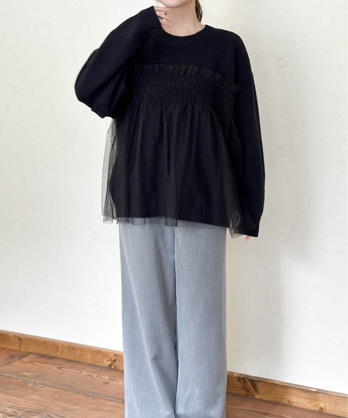 Per sist ence（パーシエンス）の「アルパカタッチ5Gチュールドッキングプルオーバー（ニット/セーター・レディース・アイボリー/ブラック/グレー/チャコールグレー・FREE）」の18枚目の写真