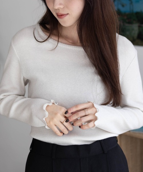 Howdy Marie(ハウディ―マリー)の「Howdy Marie ラメリブ カットソー デイリー使いにおすすめ(Tシャツ/カットソー・レディース・ピンク/アイボリー/チャコールグレー・M/L)」の16枚目の写真
