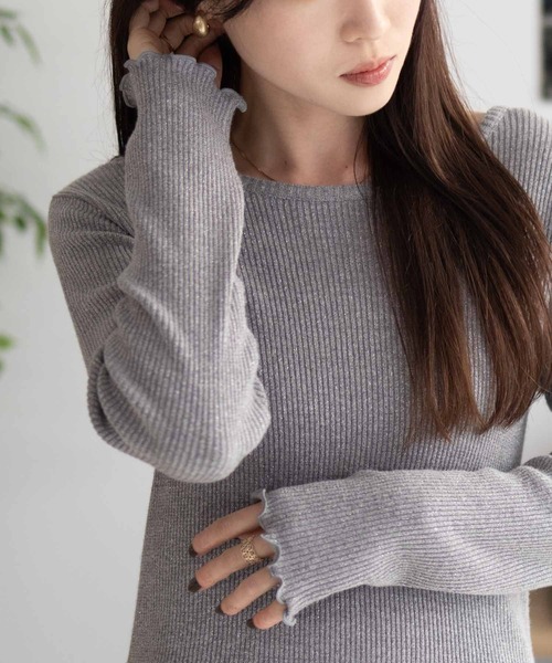 Howdy Marie(ハウディ―マリー)の「Howdy Marie ラメリブ カットソー デイリー使いにおすすめ(Tシャツ/カットソー・レディース・ピンク/アイボリー/チャコールグレー・M/L)」の15枚目の写真