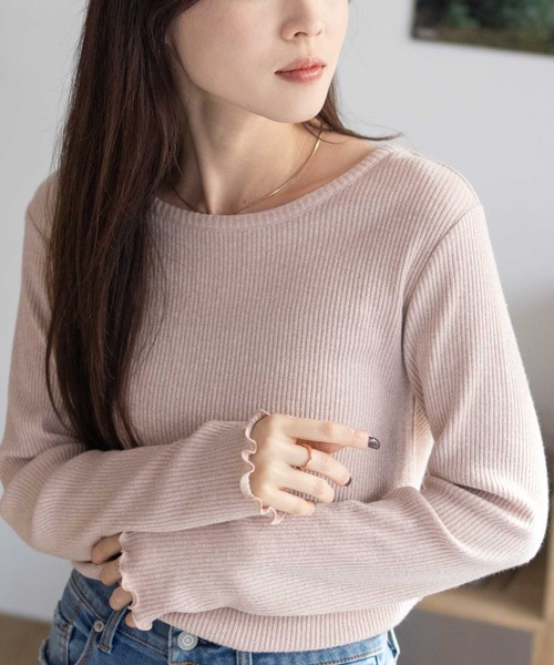 Howdy Marie(ハウディ―マリー)の「Howdy Marie ラメリブ カットソー デイリー使いにおすすめ(Tシャツ/カットソー・レディース・ピンク/アイボリー/チャコールグレー・M/L)」の11枚目の写真
