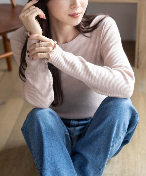 Howdy Marie(ハウディ―マリー)の「Howdy Marie ラメリブ カットソー デイリー使いにおすすめ(Tシャツ/カットソー・レディース・ピンク/アイボリー/チャコールグレー・M/L)」の10枚目の写真