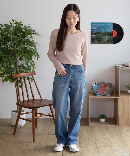 Howdy Marie(ハウディ―マリー)の「Howdy Marie ラメリブ カットソー デイリー使いにおすすめ(Tシャツ/カットソー・レディース・ピンク/アイボリー/チャコールグレー・M/L)」の19枚目の写真