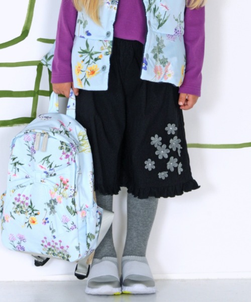 HAKKA KIDS（ハッカキッズ）の「フラワーアップリケストレッチキュロット（スカート・キッズ・ブラック/ベージュ・100cm/110cm/120cm/130cm）」の2枚目の写真