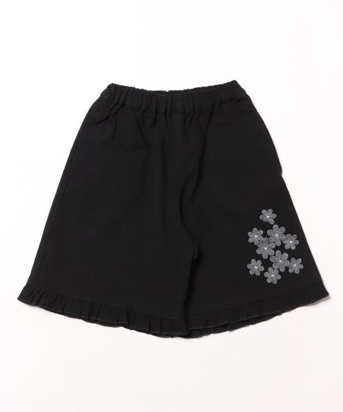 HAKKA KIDS（ハッカキッズ）の「フラワーアップリケストレッチキュロット（スカート・キッズ・ブラック/ベージュ・100cm/110cm/120cm/130cm）」の5枚目の写真
