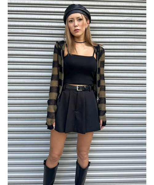 EGOIST（エゴイスト）の「ボーダー透かしニットパーカー（ニット/セーター・レディース・ブラック/カーキ/グレー・FREE）」の6枚目の写真