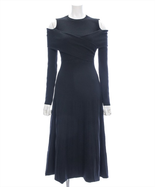 clear（クリア）の「オープンショルダーフレアロングニットワンピース [二の腕カバー 1枚で着れる 骨格ウェーブ]≪再入荷≫（ワンピース・レディース・ブラック/グレー・F）」の13枚目の写真