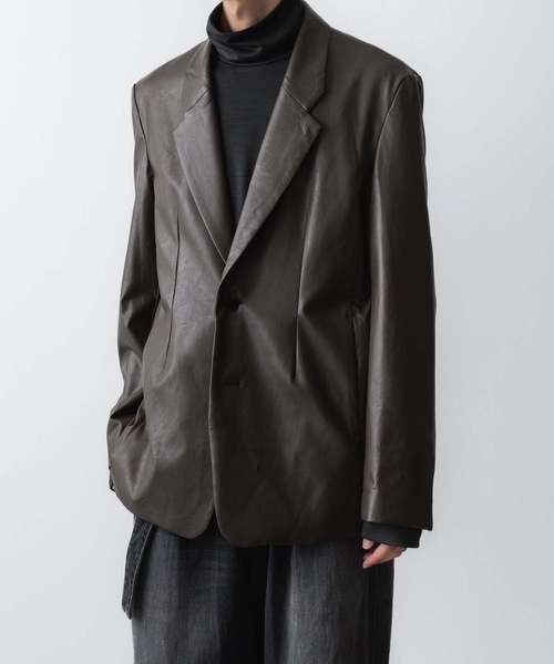 VEIN (ヴェイン)の「シンセティックレザー 2B JKT / SYNTHETIC LEATHER 2B JKT(テーラードジャケット・メンズ・ブラック/ブラウン・1/2/3)」の4枚目の写真