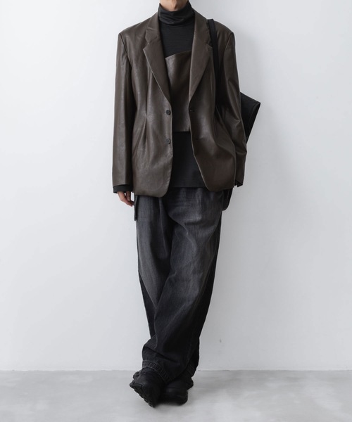 VEIN (ヴェイン)の「シンセティックレザー 2B JKT / SYNTHETIC LEATHER 2B JKT(テーラードジャケット・メンズ・ブラック/ブラウン・1/2/3)」の3枚目の写真
