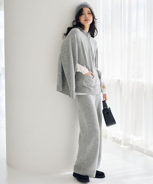 BARNYARDSTORM（バンヤードストーム）の「BARNYARDSTORM / 深スリットニットパーカー（ニット/セーター・レディース・ホワイト/グレー・FREE）」の11枚目の写真