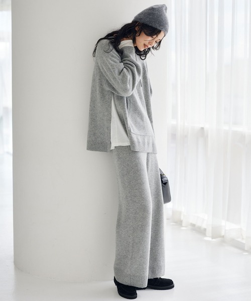BARNYARDSTORM（バンヤードストーム）の「BARNYARDSTORM / 深スリットニットパーカー（ニット/セーター・レディース・ホワイト/グレー・FREE）」の12枚目の写真
