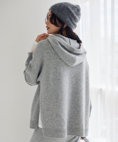 BARNYARDSTORM（バンヤードストーム）の「BARNYARDSTORM / 深スリットニットパーカー（ニット/セーター・レディース・ホワイト/グレー・FREE）」の6枚目の写真