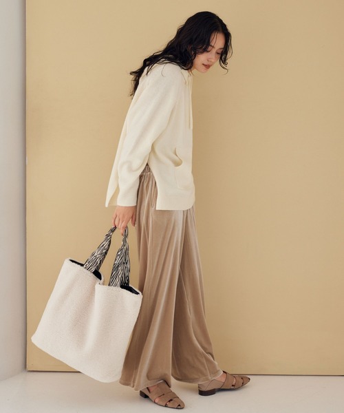 BARNYARDSTORM（バンヤードストーム）の「BARNYARDSTORM / 深スリットニットパーカー（ニット/セーター・レディース・ホワイト/グレー・FREE）」の15枚目の写真