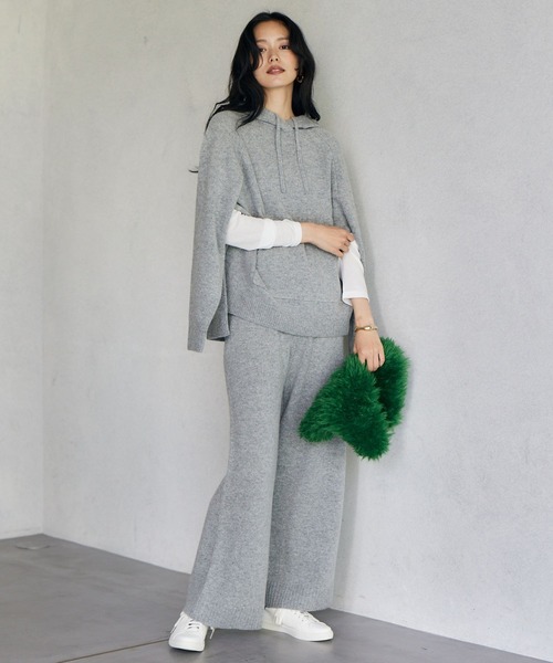 BARNYARDSTORM（バンヤードストーム）の「BARNYARDSTORM / 深スリットニットパーカー（ニット/セーター・レディース・ホワイト/グレー・FREE）」の19枚目の写真